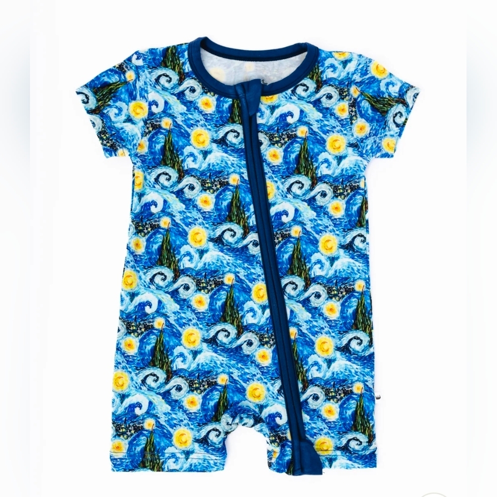 Little Crowns & Capes Blue Starry Night Baby Romper 0-3 Months